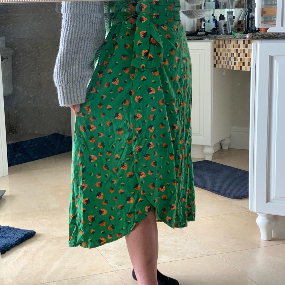 Anthro wrap A line strawberries skirt